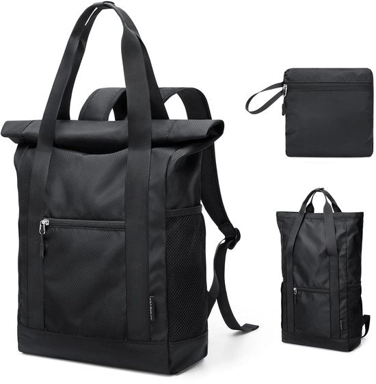 Zaino da Golf di Alta Qualità con Chiusura Rolltop, Zaino a 2 in 1 per Donna e Uomo, Borsa da Viaggio Pieghevole Leggera, Borsa da Spalla Casual in Nylon, 22L, Nero
