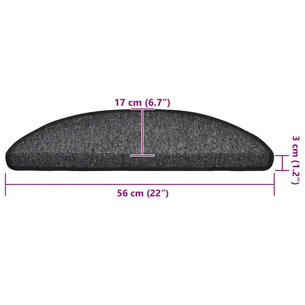 Tappetini per scale 20 pz 56x17x3 cm Antracite Semicircolari 3365781