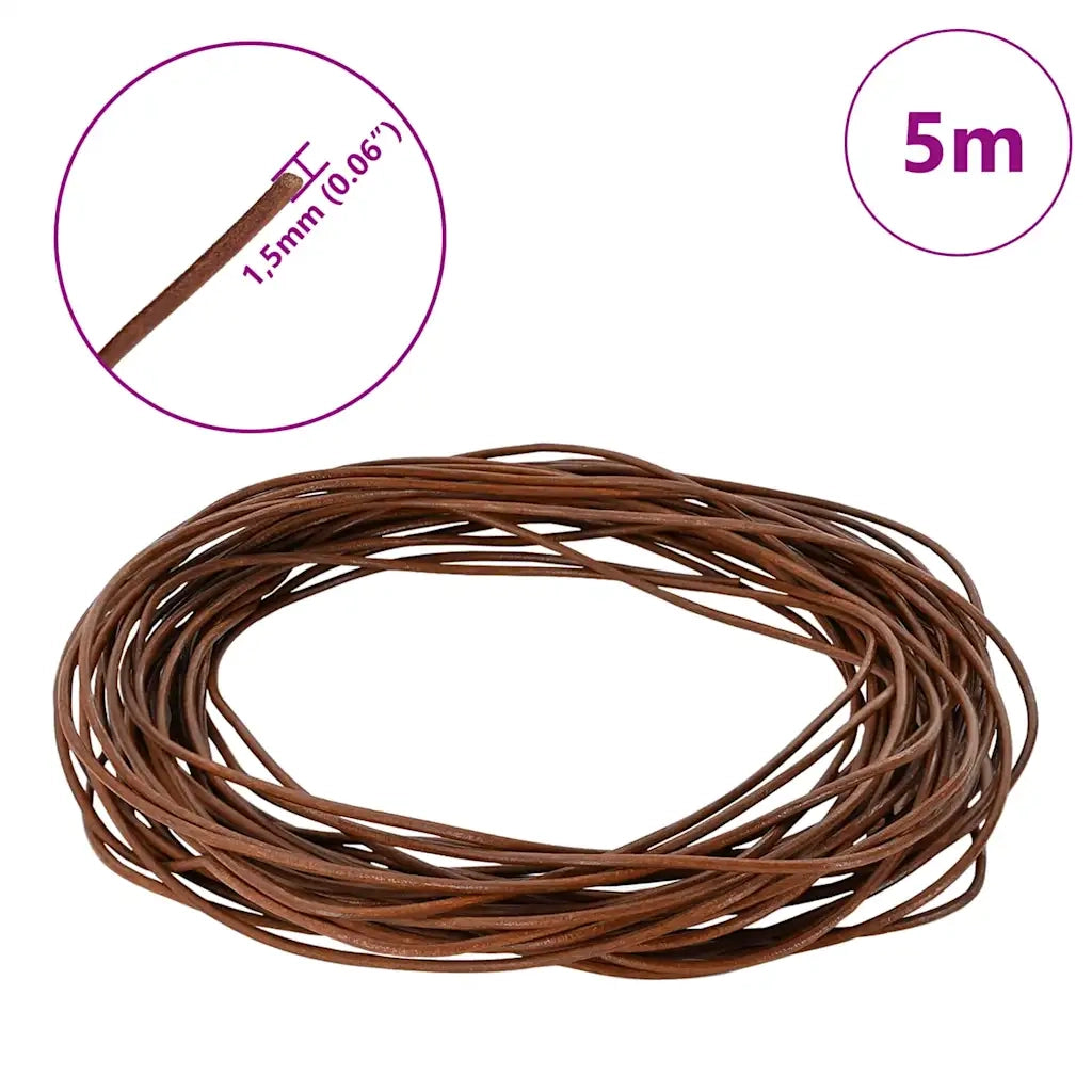 Cordino in Pelle Marrone Chiaro Ø1,5 mm x 5 m Pelle 42021994