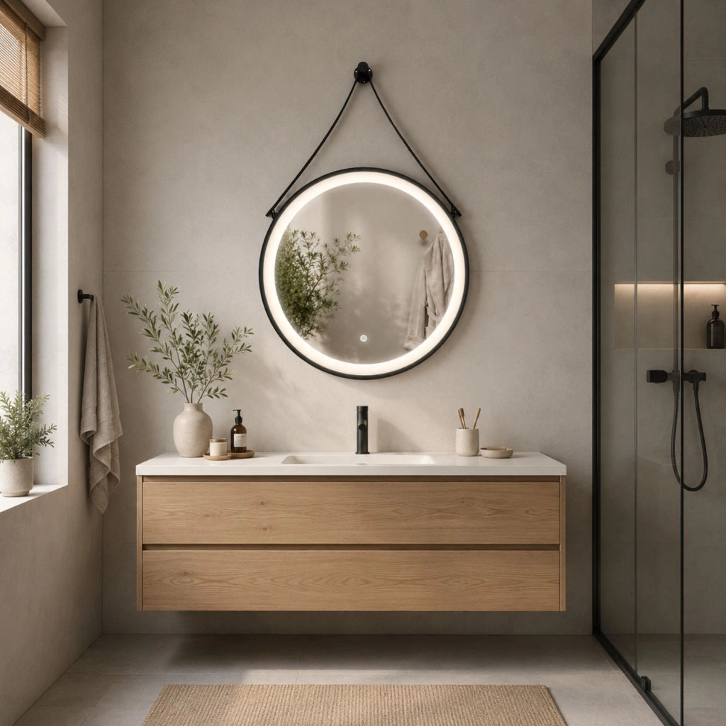 Specchio per ambienti bagni e zone benessere tondo retroilluminato led con interruttore touch *** misura Ø50, tonali...