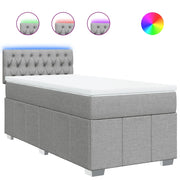 Letto singolo | Letto per adulti | Giroletto a Molle con Materasso Grigio Chiaro 90x200 cm Tessuto