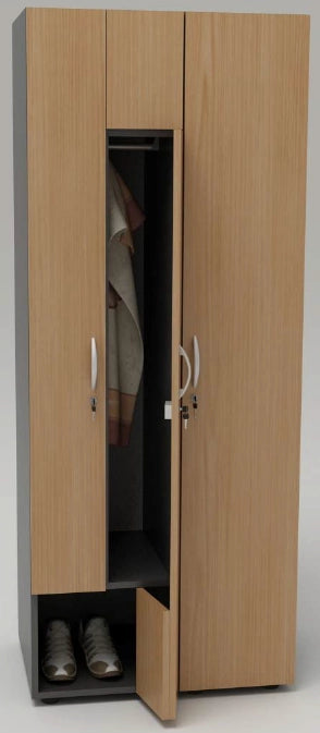 Armadietto spogliatoio in legno a 2 posti con 2 ante battenti cm. 66X52X185H