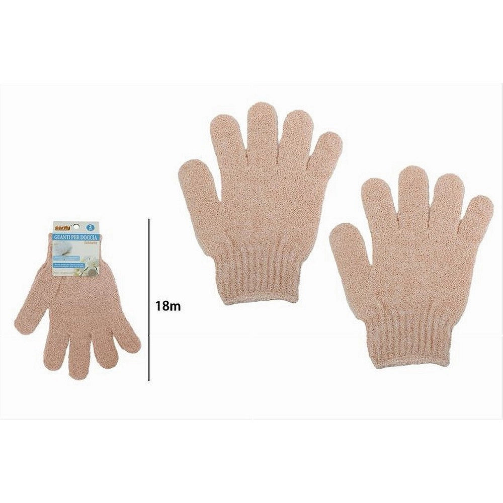 Trade Shop - Set 2 Pezzi Guanti Di Crine Per Doccia Bagno Esfoliante Pelle Corpo Rosa 79721 -