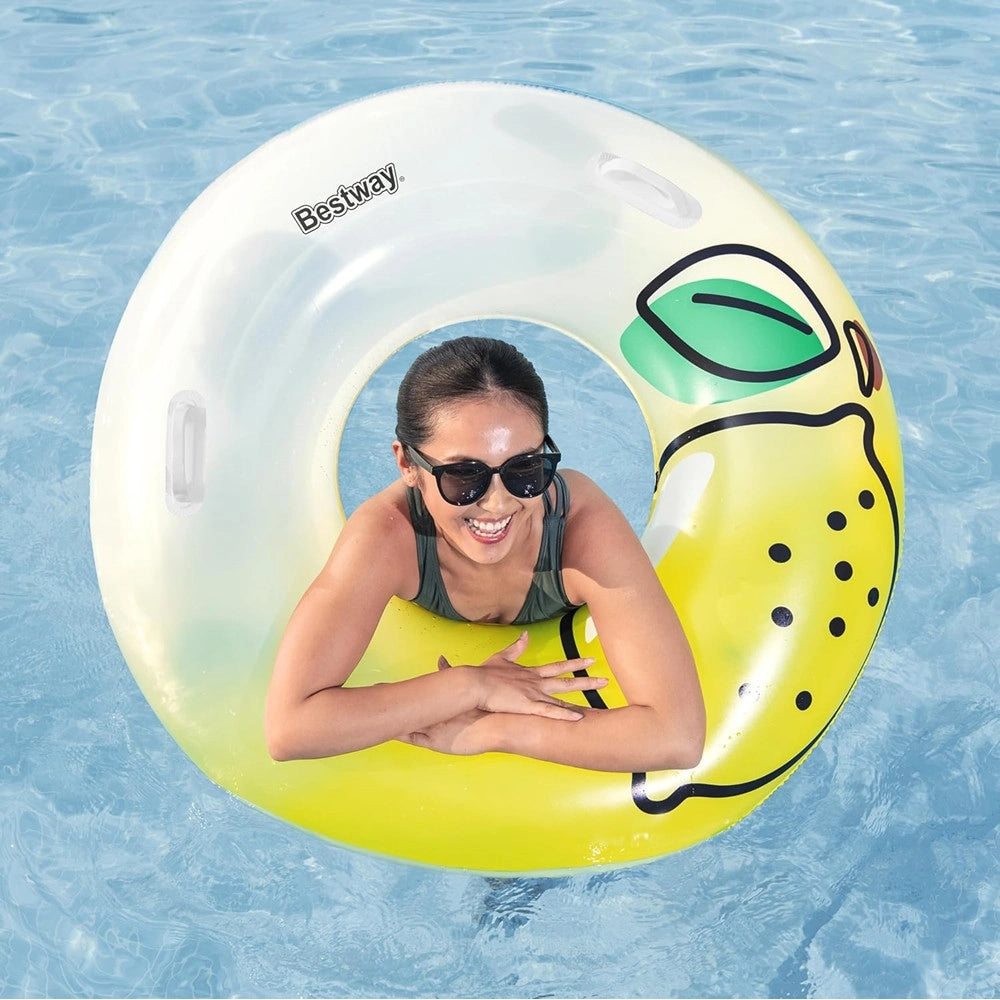 Trade Shop - Salvagente Gonfiabile Galleggiante Grafica Limone Fresh Squeeze Lemon Con Maniglie 36448 -