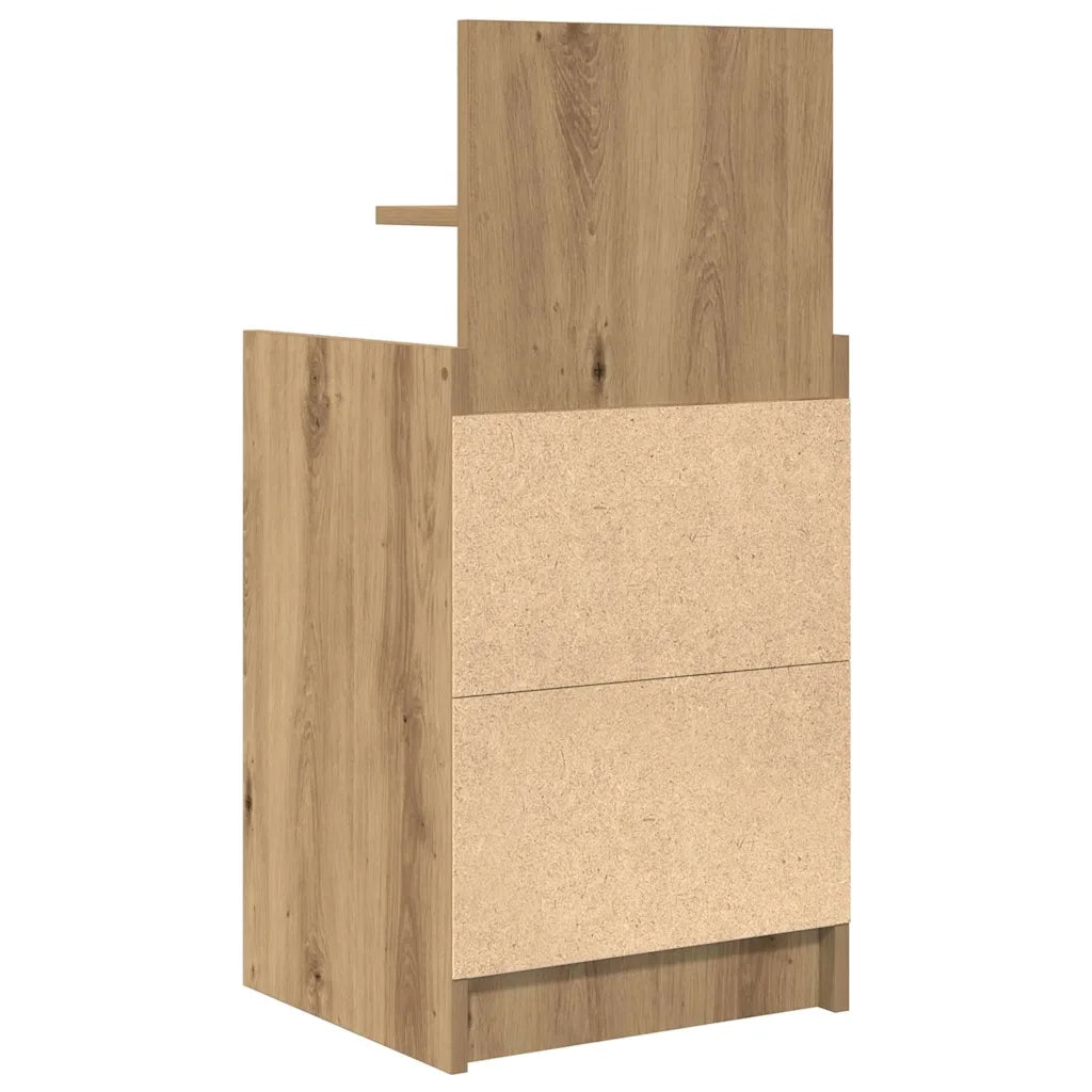 Comodino | Armadio da Notte | Mobiletto da notte con 2 Cassetti Rovere Artigianale 38x34x80 cm