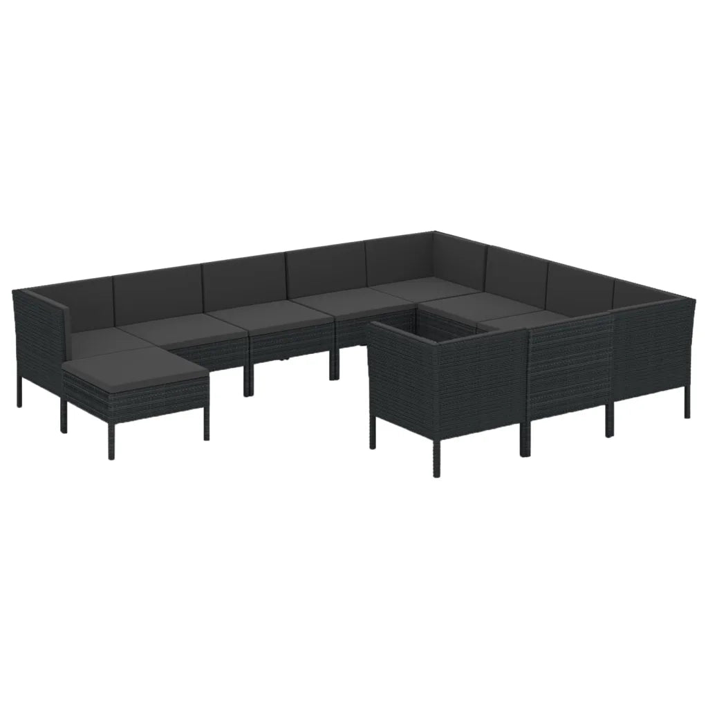 Set Divani da Giardino 11 pz con Cuscini in Polyrattan Nero cod mxl 38451