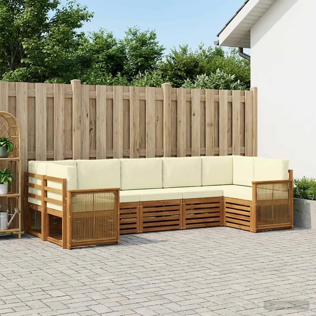 Set divano sezionale con cuscino 6 pcs Naturale e Crema 3384806