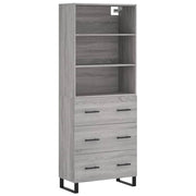 Buffet credenza cassettiera armadio mobile contenitore organizer cucina soggiorno salotto rovere Sonoma alto 69,5 x 34 x 180 cm legno ingegnerizzato grigio 02_0035439