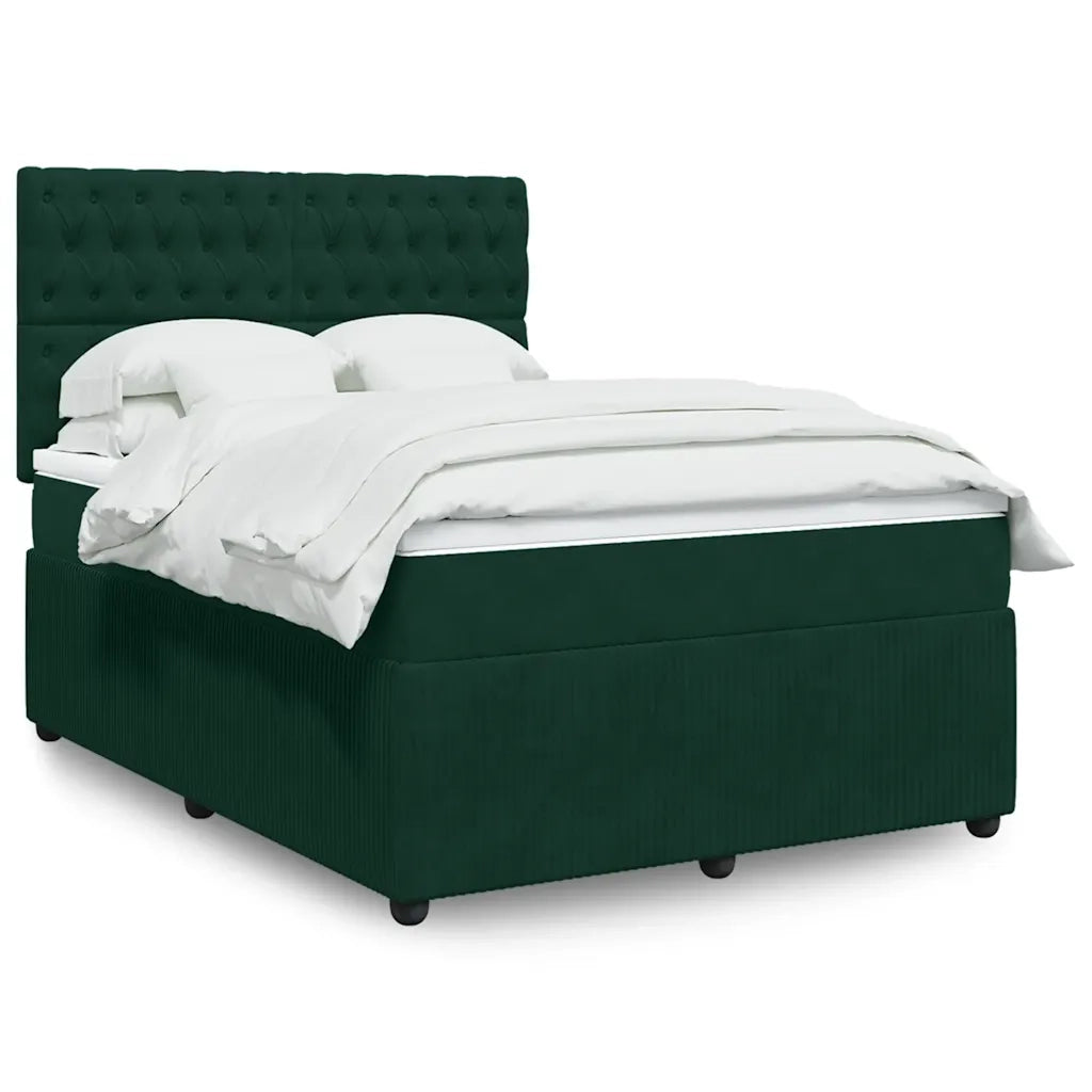 Giroletto a Molle con Materasso Verde Scuro 140x200 cm Velluto 3292367