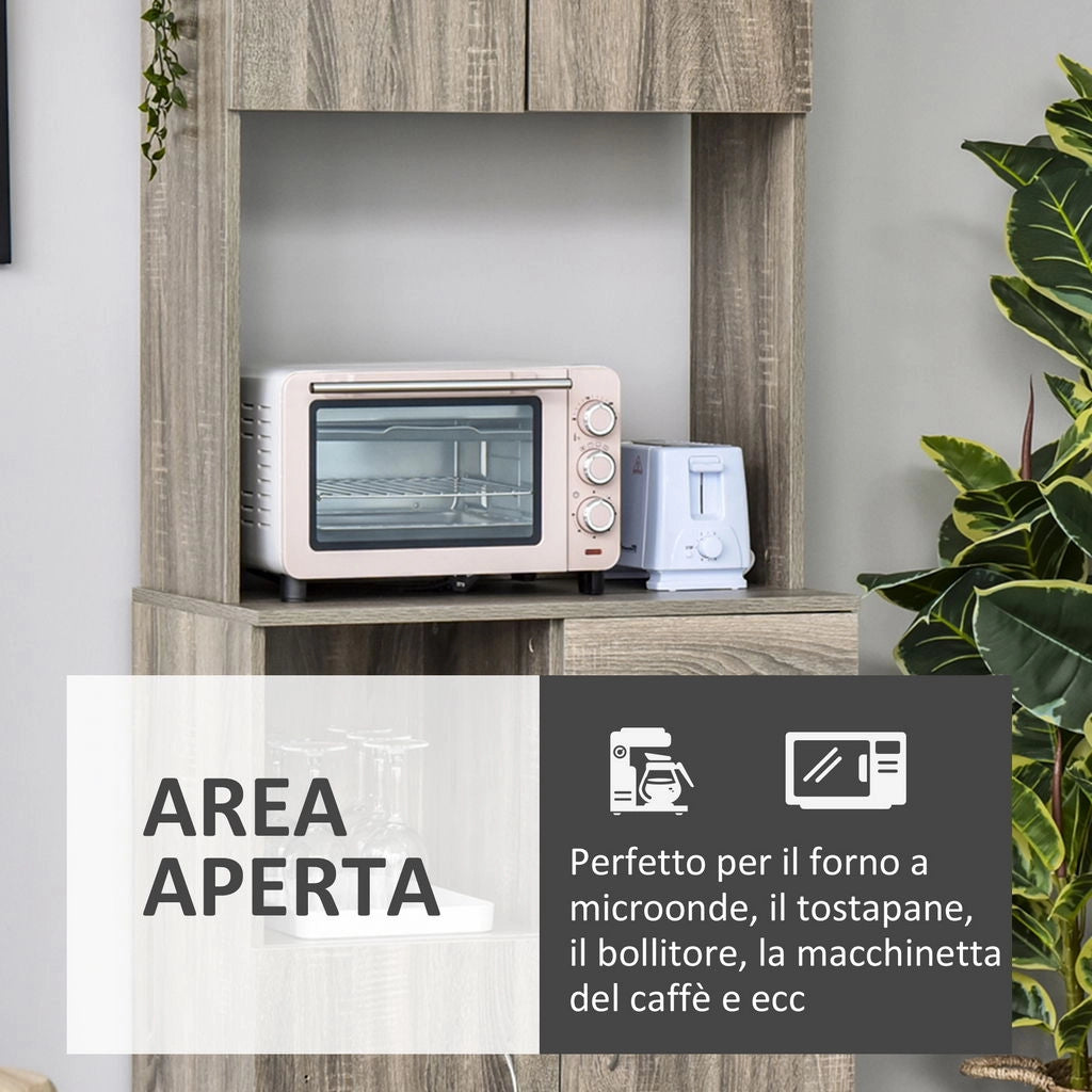 CREDENZA MODERNA PER CUCINA O SALA DA PRANZO 71X41X178CM LEGNO GRIGIO