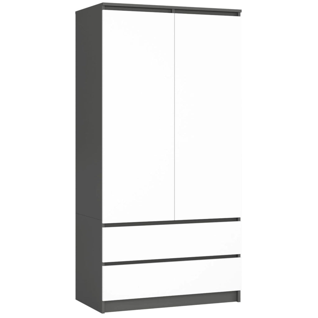 Armadio AKORD S90 Grigia Grafite 90 cm 2 ante 2 cassetti inserto frontale Bianco 90x51x180 cm