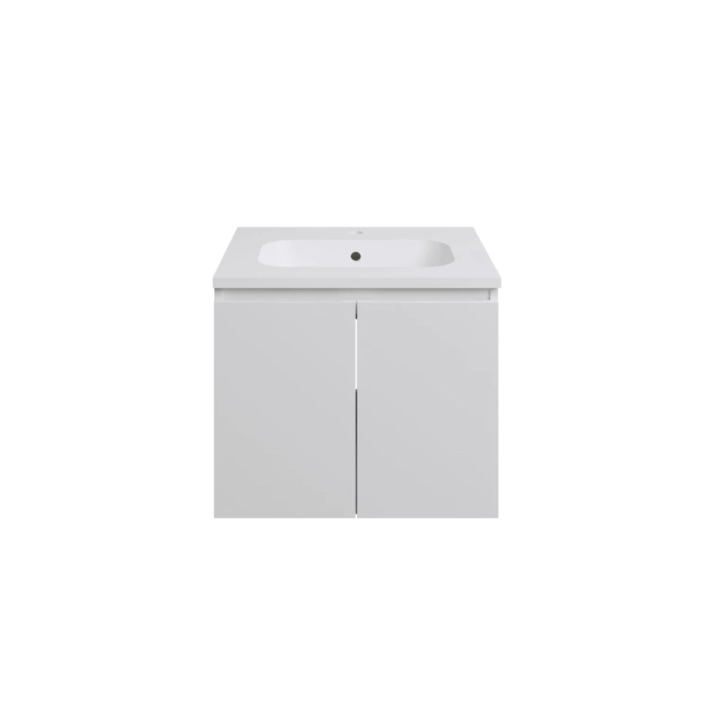 Mobile da bagno sospeso 60cm bianco lucido con lavabo e specchio | Rata