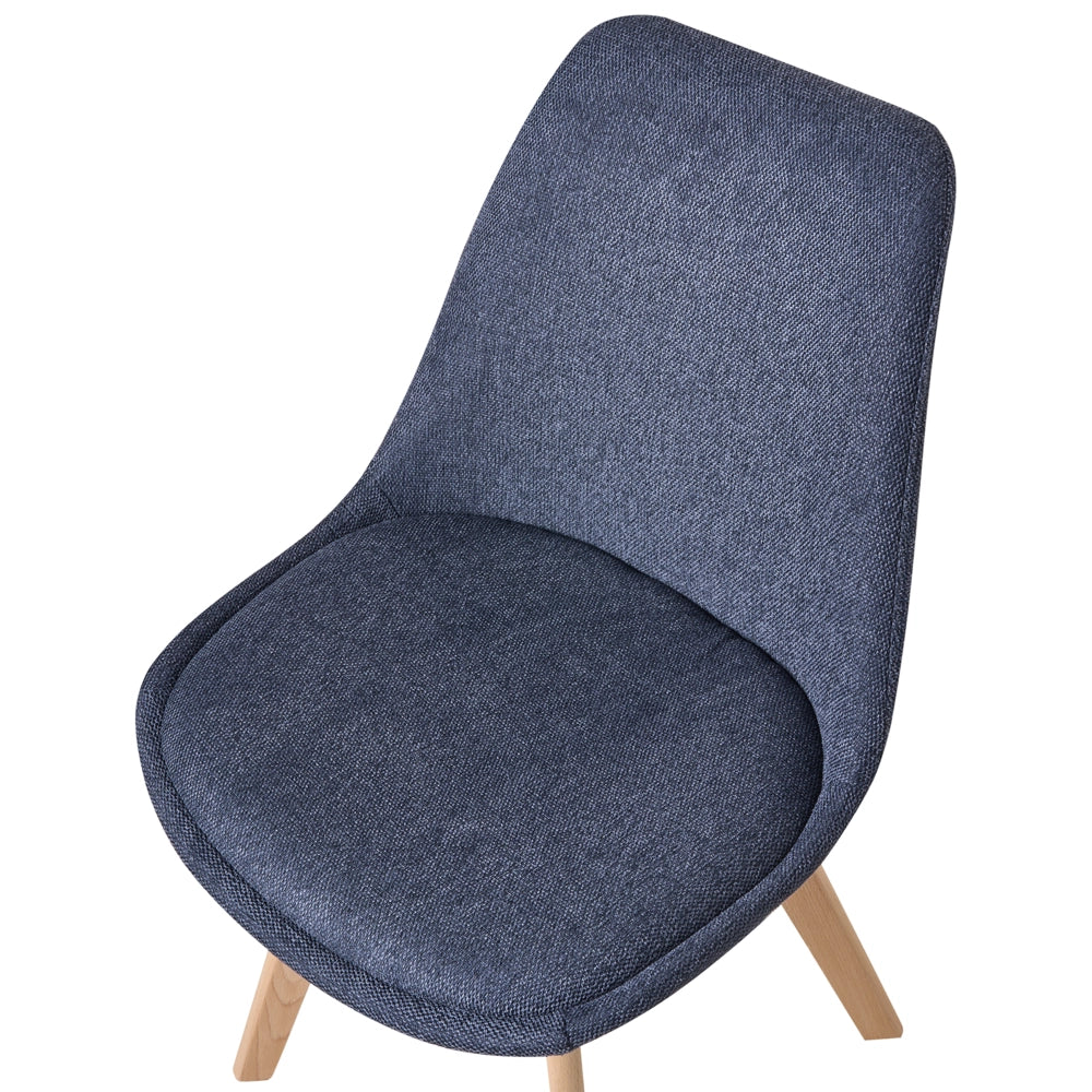 Set di 2 sedie da pranzo poliestere blu scuro gambe in legno soggiorno cucina stile moderno