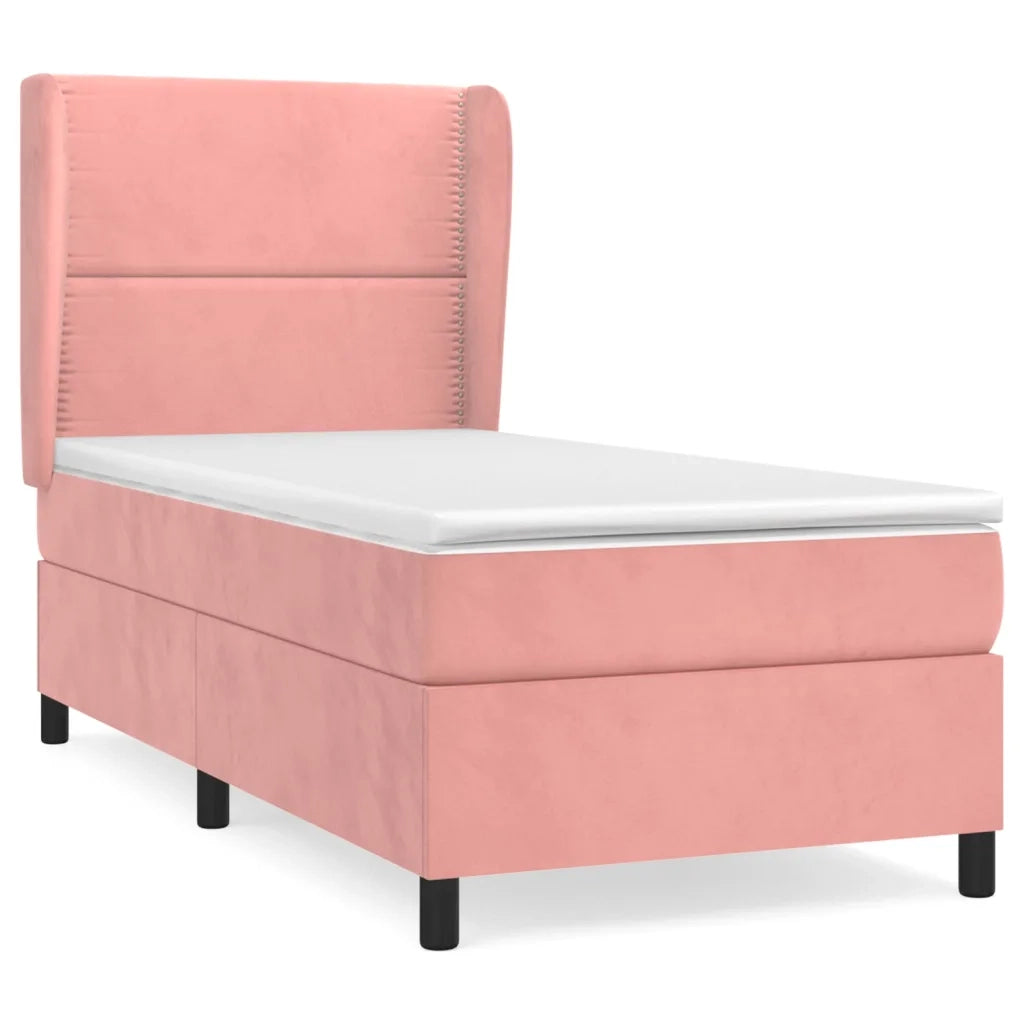 Giroletto a Molle con Materasso Rosa 90x190 cm in Velluto
