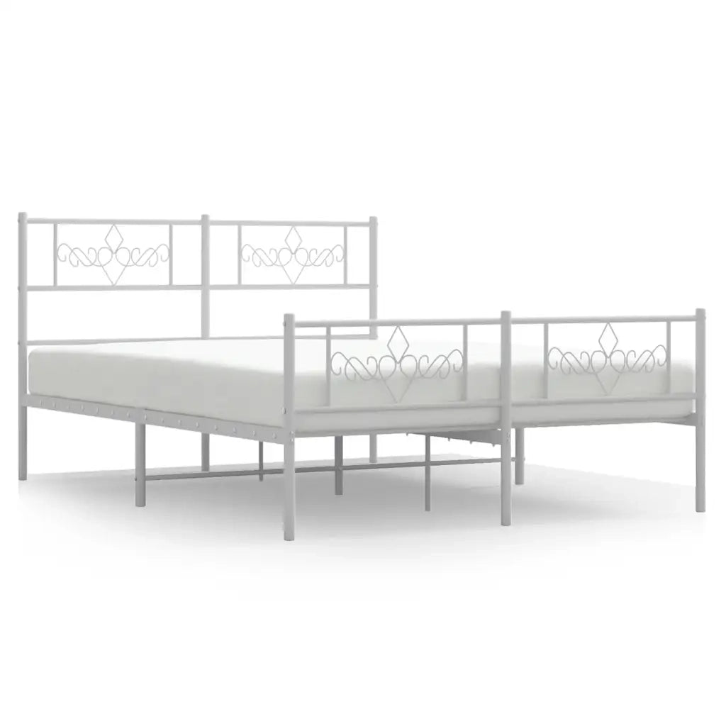 Giroletto con Testiera e Pediera Metallo Bianco 135x190 cm 355333