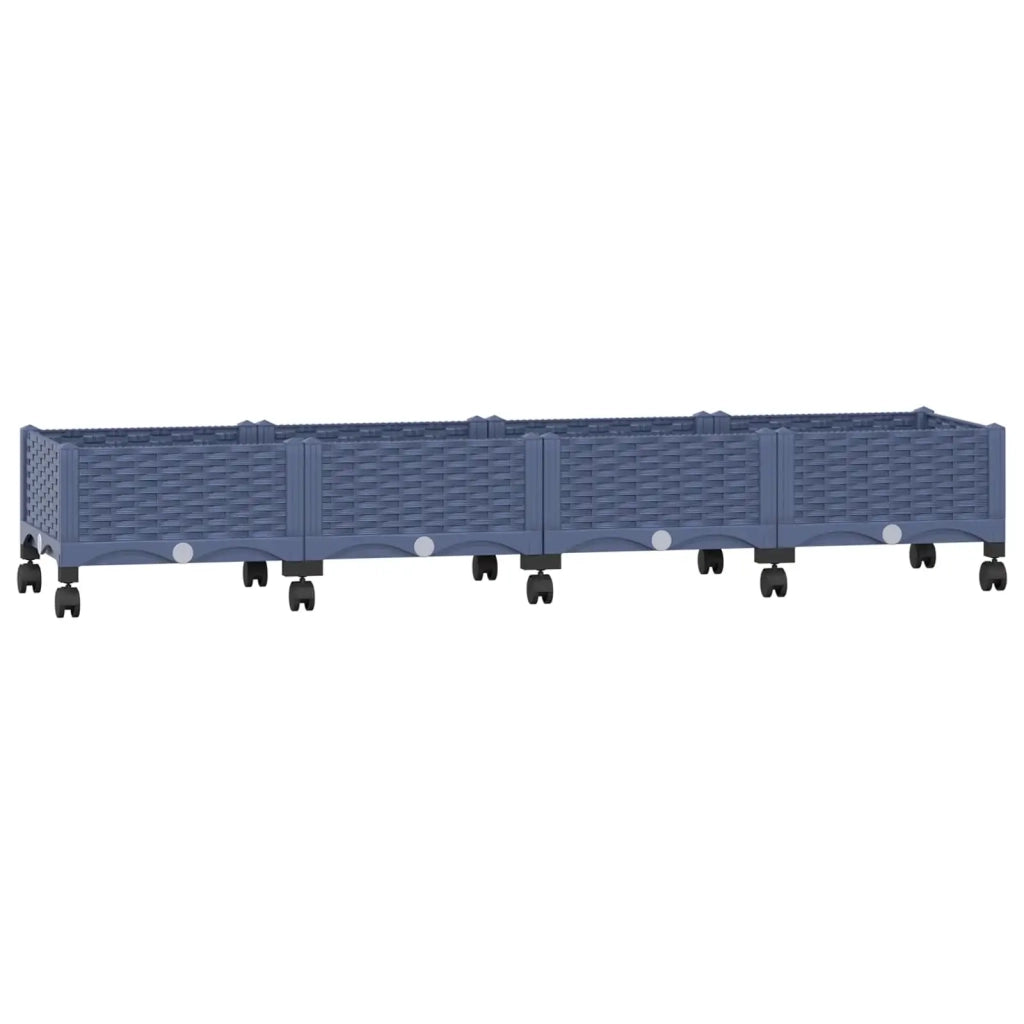 Vaso da Giardino con Ruote Blu Grigio 160 x 40 x 33 cm PP 3423130