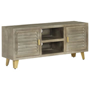 Mobile TV/credenza design pratico legno massello di mango grigio con dettagli in ottone 110 cm 2502186/2