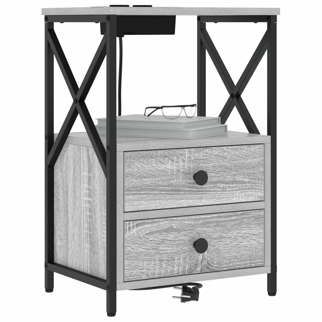 Set di 2 Comodini | Armadio da Notte | Mobiletto da notte Grigio Sonoma 40 x 31 x 60 cm