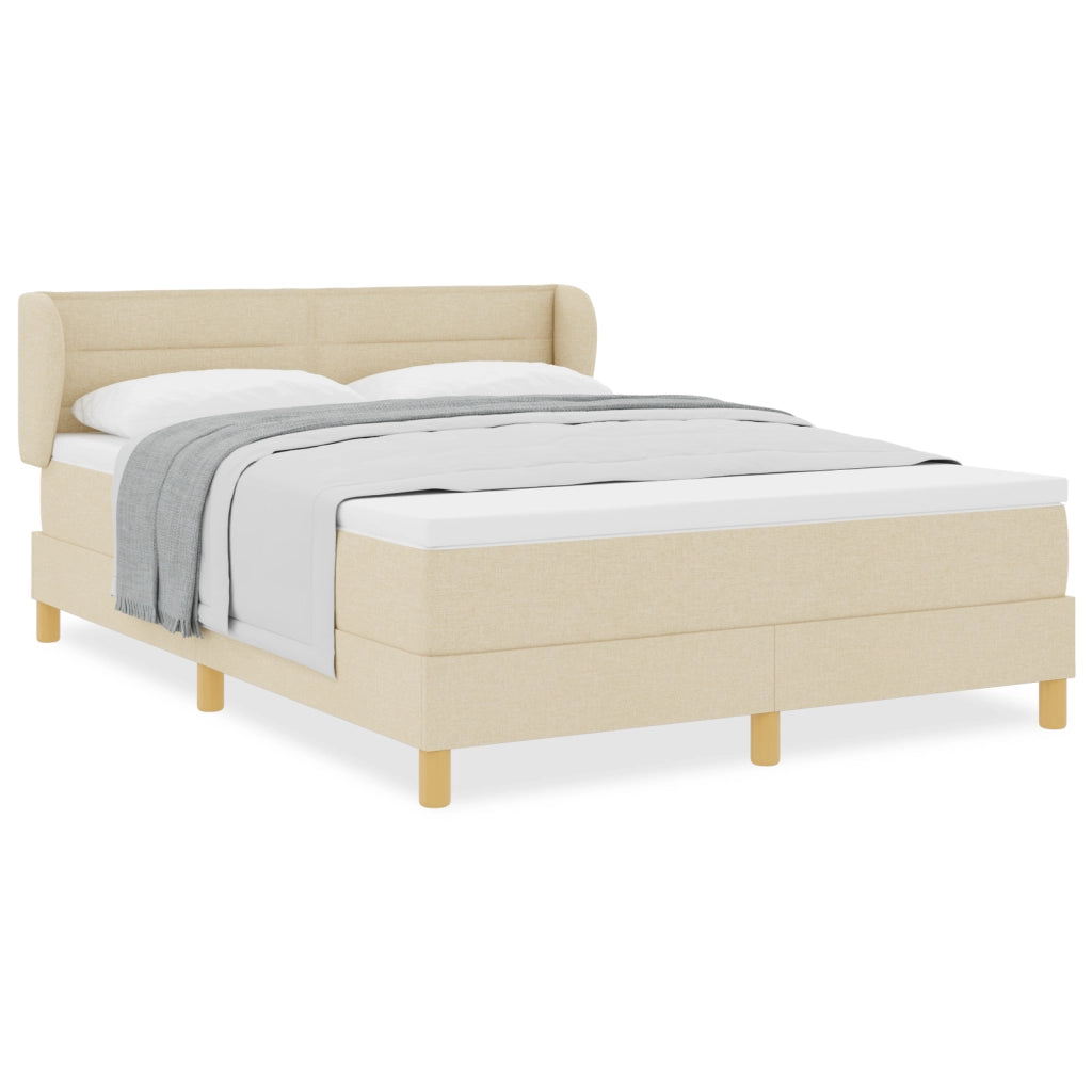 Letto Box Spring con Materasso Crema 140x200 cm Tessuto