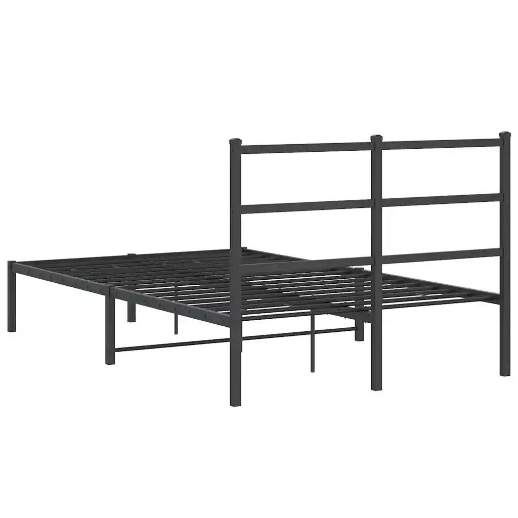 Letto matrimoniale | Letto per adulti | Giroletto con Testiera in Metallo Nero 120x190 cm