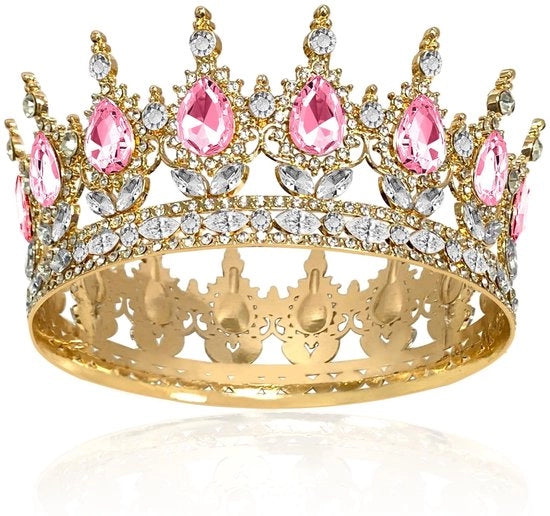 Corona completa a forma rotonda per ragazze, corona strass, corona da sposa, cristallo, regina, corona, donne, corona strass brillante, principessa, carnevale, copricapo, gioiello per matrimoni, gala, festa di compleanno