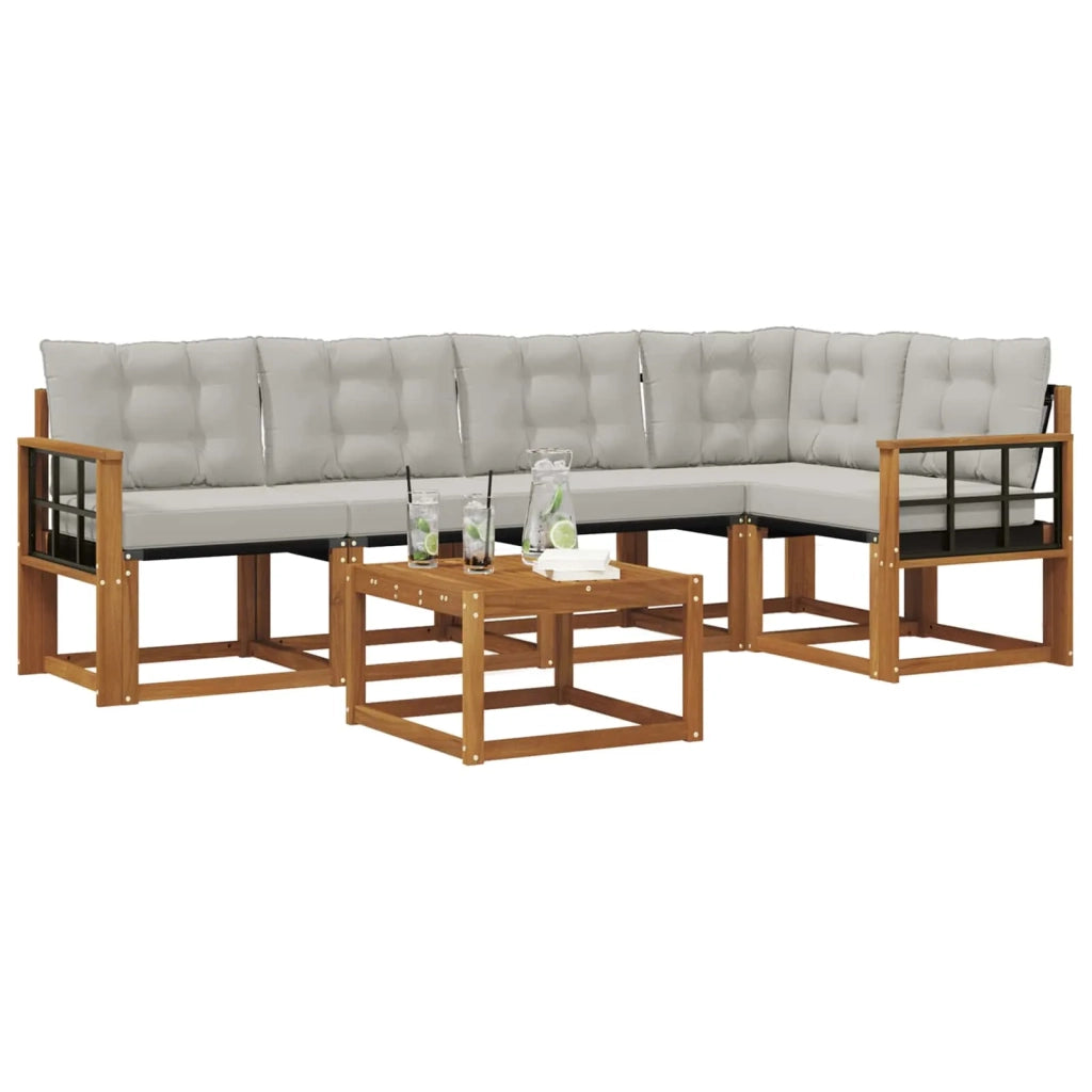 Set di divani da esterno 6 pcs Grigio Naturale e Chiaro 3368694