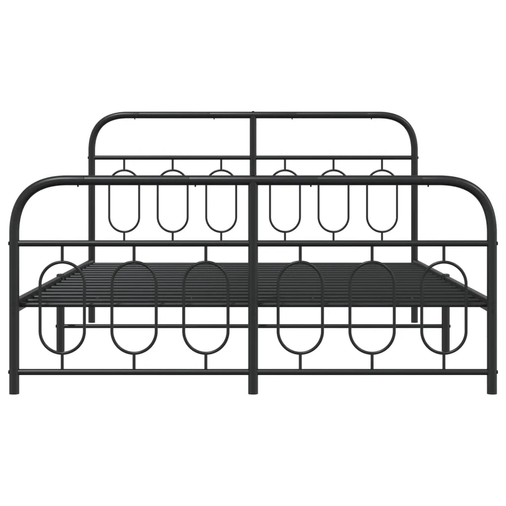 Giroletto con Testiera e Pediera Metallo Nero 150x200 cm 377137