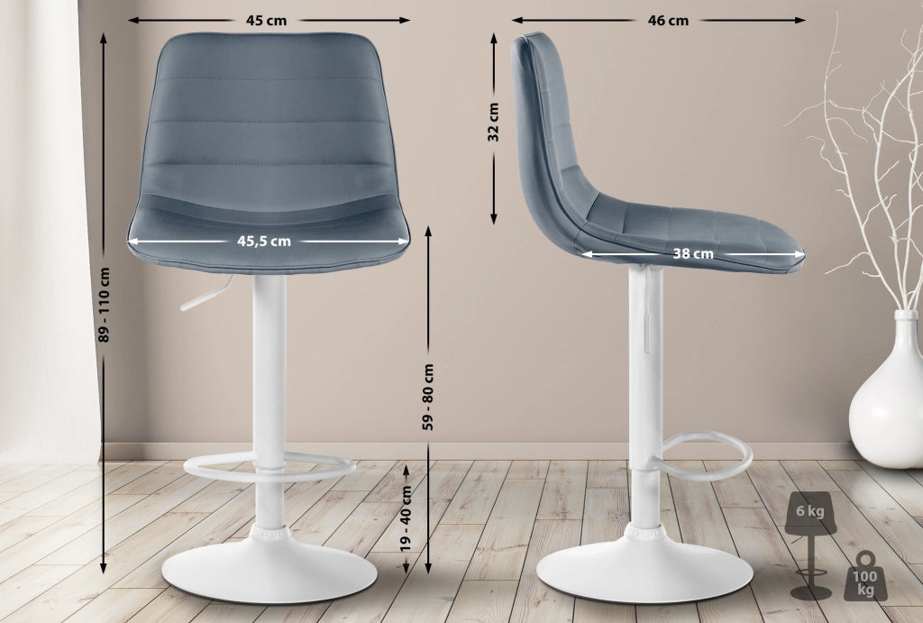 Sgabello da bar Lex in similpelle grigio,bianco