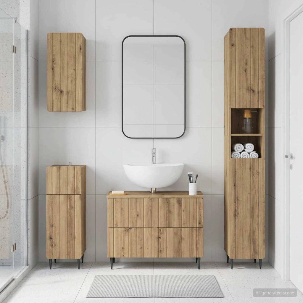 Set di Mobili da Bagno da 4 Pezzi ZWOLLE Rovere Artigianale 3417926