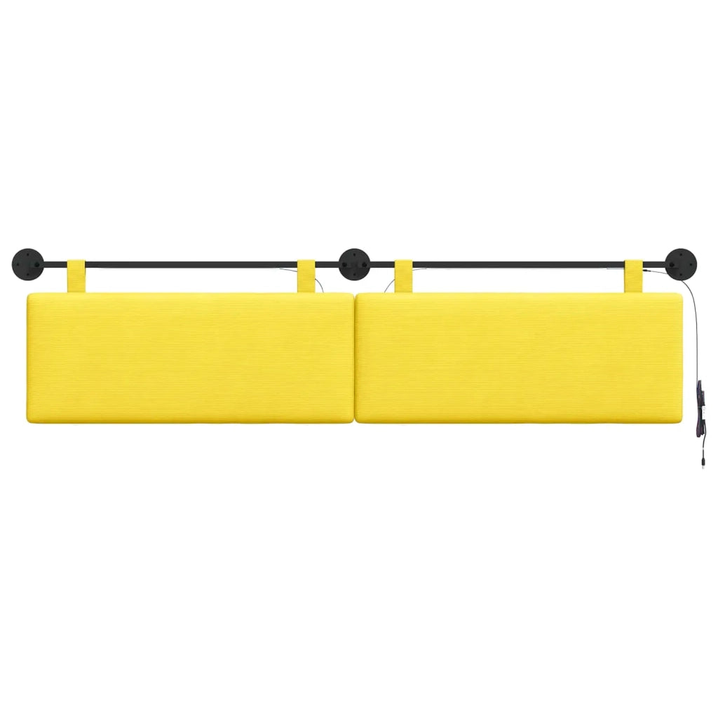 Testiera sospesa Con luce LED Giallo Chiaro Tessuto in Cords