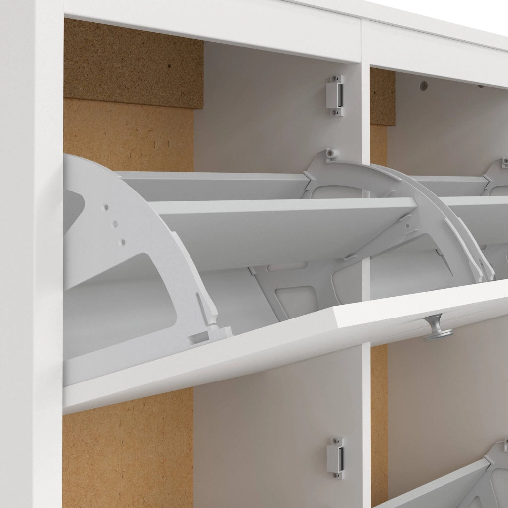 Scarpiera Actinidia, Mobile portascarpe, Armadio da ingresso multiuso, Mobiletto per calzature, 103x25 h103 cm, Bianco