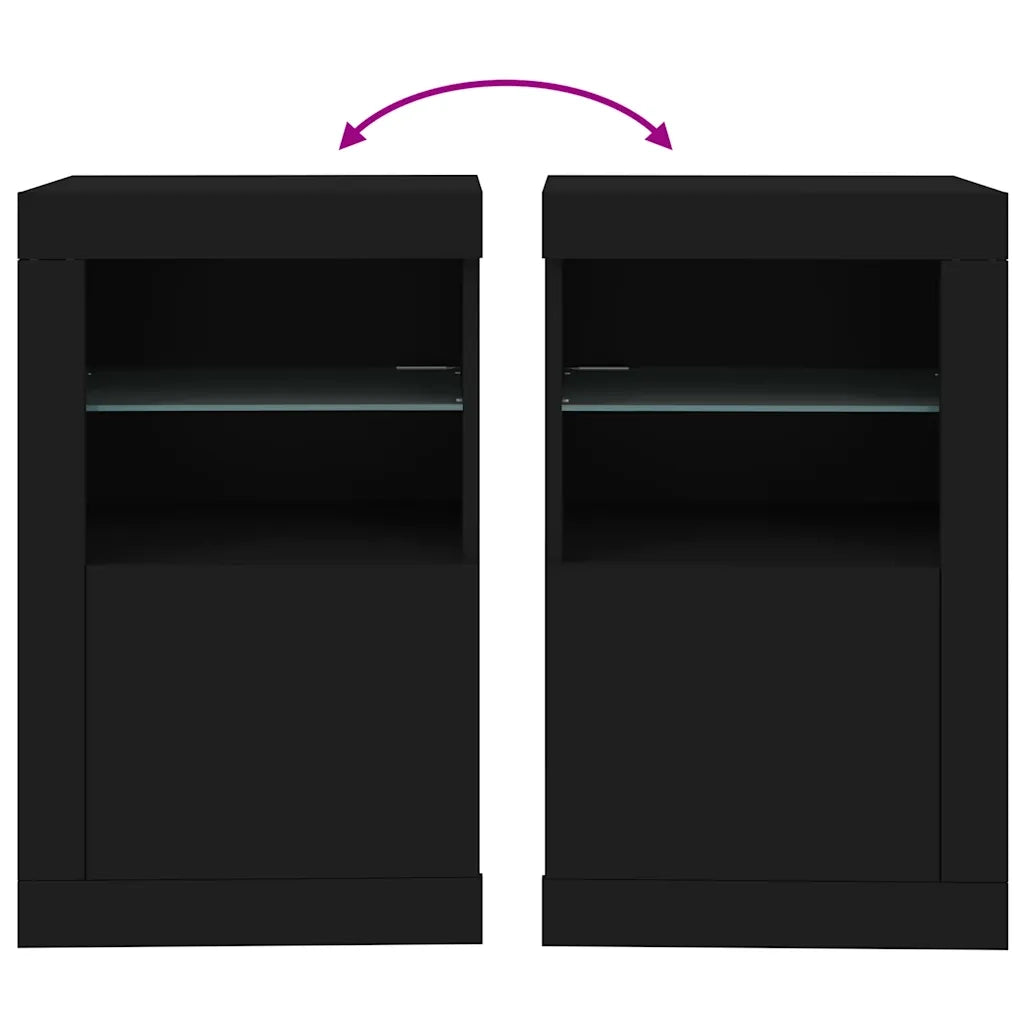 Armadietto con Luci LED Nero in Legno Multistrato 836632