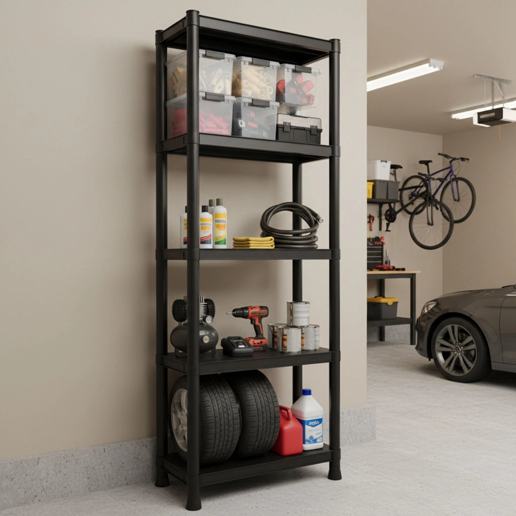 Titan S - Scaffale Modulare 5 Ripiani 60x30xH180 cm in Resina Nero