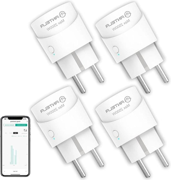 Misuratore di energia mini Wi-Fi 10A 2500W - Compatibile con Alexa/Google Home - App Tuya/Smart Life - Wi-Fi 2.4GHz - 4 pezzi
