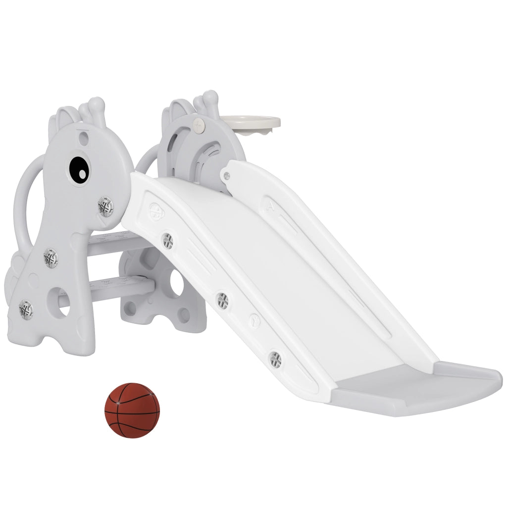 Casetta per bambini 3 in 1 con toboga, canestro e arrampicata ¨C zephmum ¨C 106x51.5x52 cm grigio