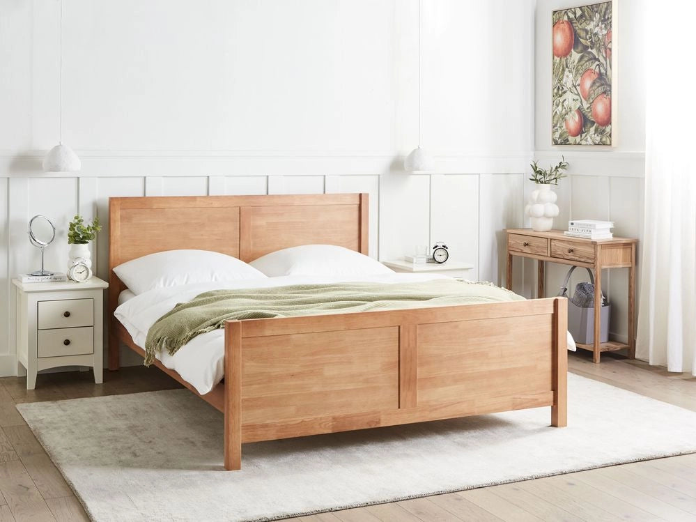Letto Matrimoniale con Testiera Struttura a Doghe in marrone chiaro 160 x 200 cm stile moderno