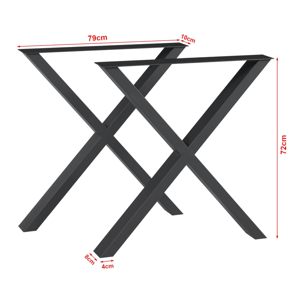 Set di 2 gambe per tavolo moderno Greith design originale fai da te acciaio 72 x 79 cm nero 03_0009667