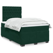 Giroletto a Molle con Materasso Verde Scuro 120x200 cm Velluto