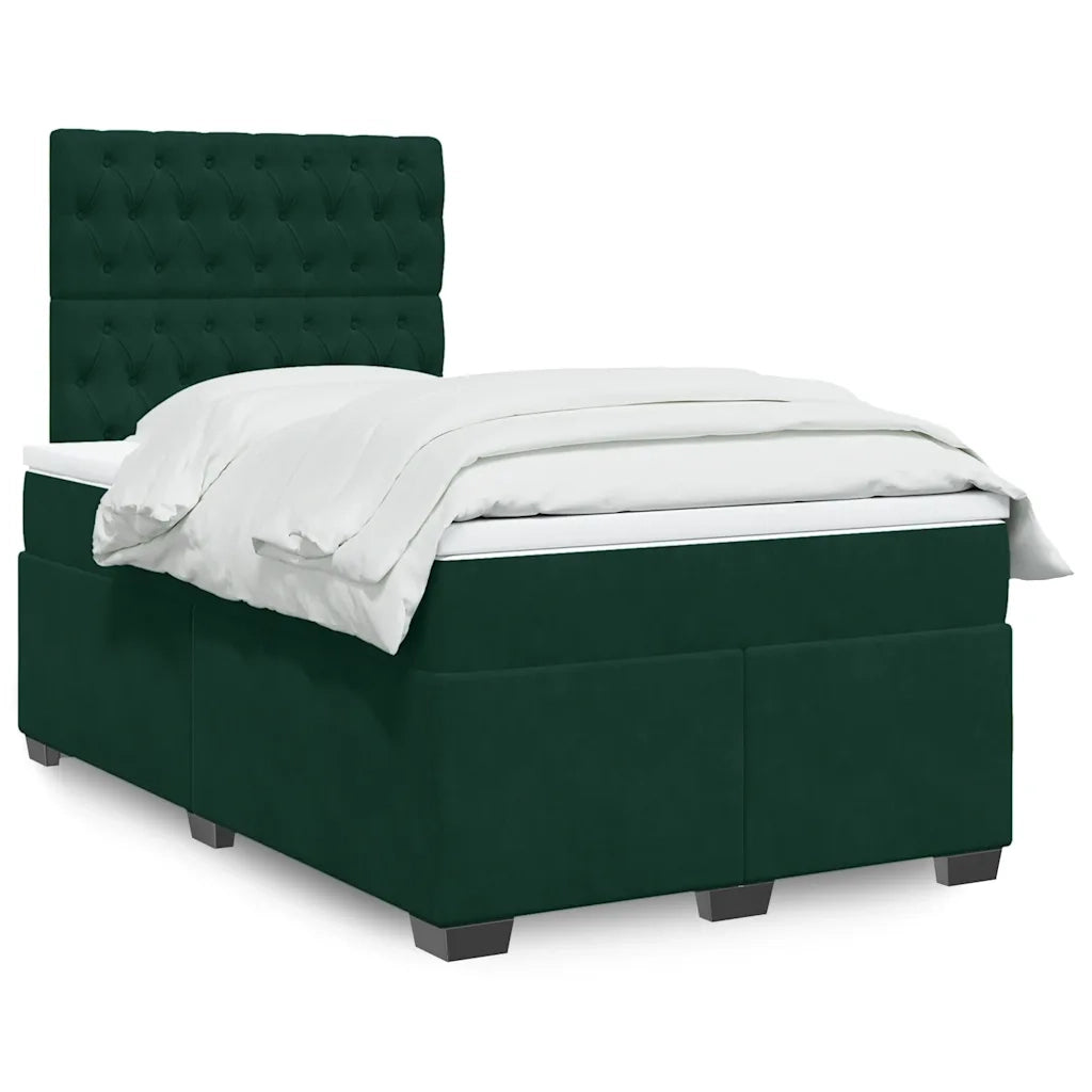 Giroletto a Molle con Materasso Verde Scuro 120x200 cm Velluto