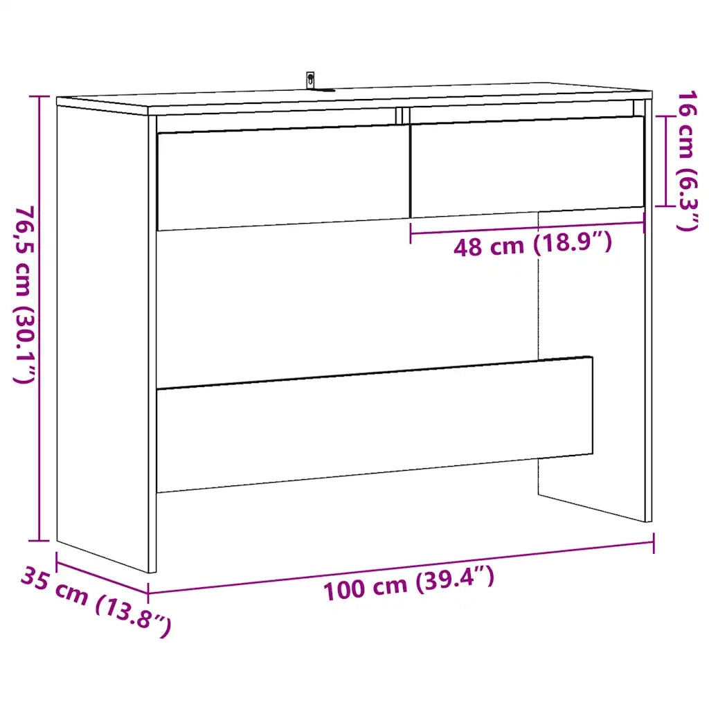 Tavolino Consolle Legno Vecchio 100x35x76,5 cm in Truciolato 856784