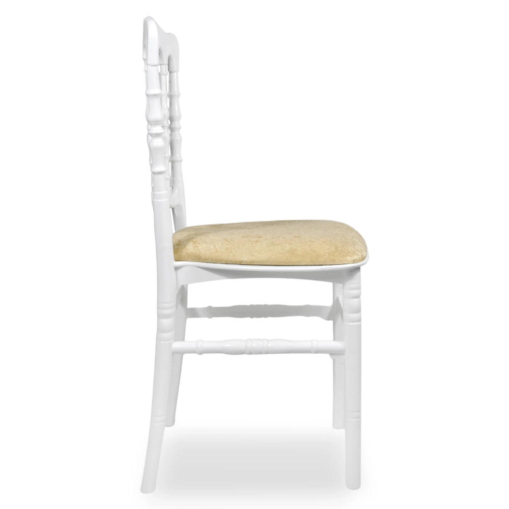 Set da 20 Sedie Napoleon in Plastica Bianche con cuscino vellutino