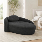 Divano in teddy con design arrotondato e cuscino, morbido e compatto per soggiorno camera e studio, nero
