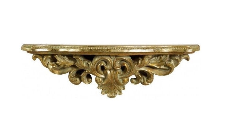 Biscottini Mensola in legno finitura foglia oro anticato Made in Italy L45xPR12,5xH14 cm