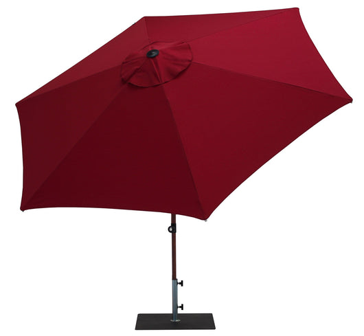 Ombrellone da Giardino Ø3 m Palo Ø38 mm in Alluminio Effetto Legno Tessuto Olefin Trend Wood Bordeaux