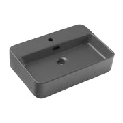 Lavabo da appoggio rettangolare 55x38 cm in ceramica grigio scuro opaco