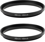 Adattatore di Ringo di Elevazione per Filtro Obiettivo - 2 - Nero - Compatibile con Lenti 48mm - Consente l'uso di Filtro 49mm - Realizzato in Metallo di Alta Qualità