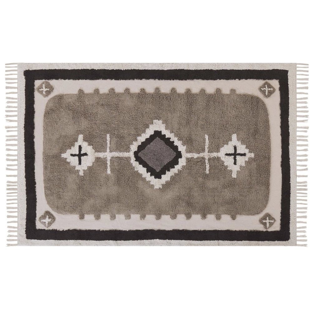 Tappeto Beige Cotone fatto a mano stile Tradizionale 140 x 200 cm