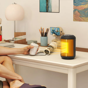 Riscaldatore Elettrico e Regolabile a 3 Modalità 14x14x21,5 cm con Timer 24h in PP e PA Ignifugo Nero