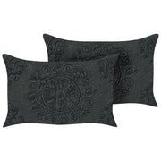 Set di 2 cuscini decorativi stile boho 30 x 50 cm in tessuto grigio scuro per interni