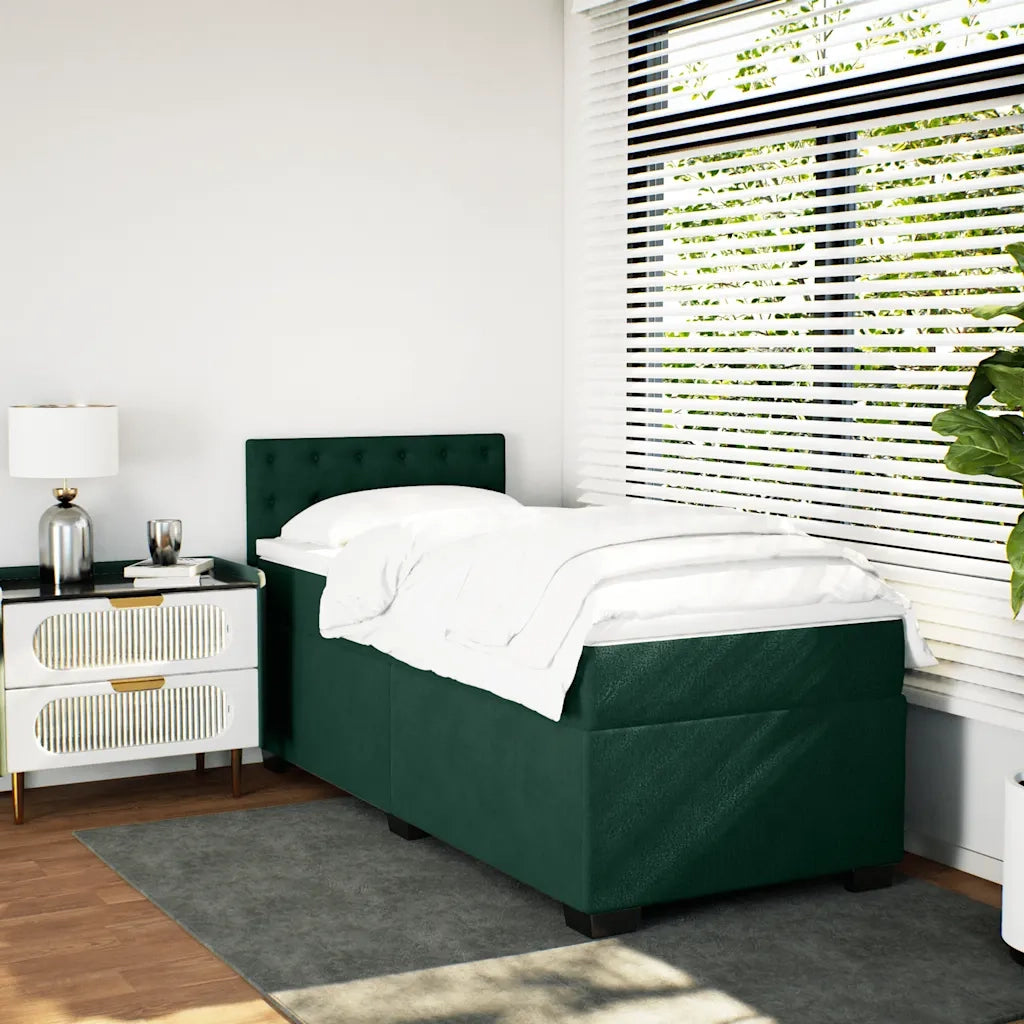 Giroletto a Molle con Materasso Verde Scuro 100x200 cm Velluto 3286249
